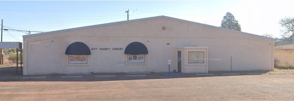 Van Horn City PL.jpg Exterior of Van Horn City-County Public Library, a single-story building with awnings and a front entrance.